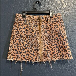 We The Free Leopard Mini Skirt Zip Front Size 27 Free People Animal Print